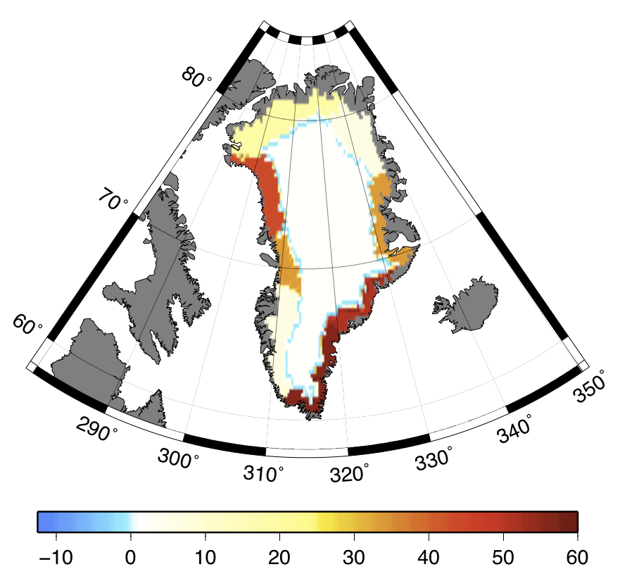 greenland mass loss rate (Gt/yr)